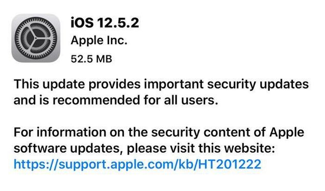 灵武苹果手机维修分享iOS12.5.2发布，建议所有老苹果用户安装 